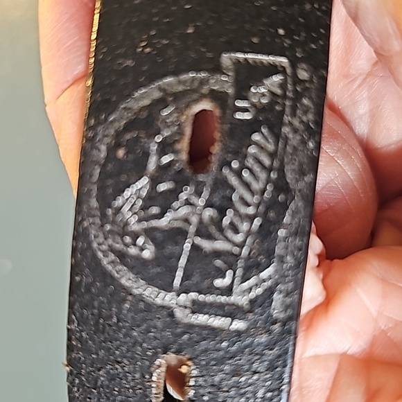 Nadine women's black leather belts w/ silverhearts strung w/ brown leather.‎ 28 - Picture 6 of 12